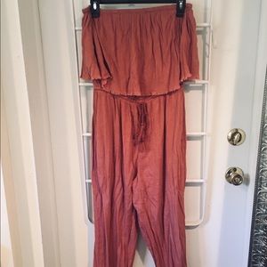 aerie linen strapless jumpsuit